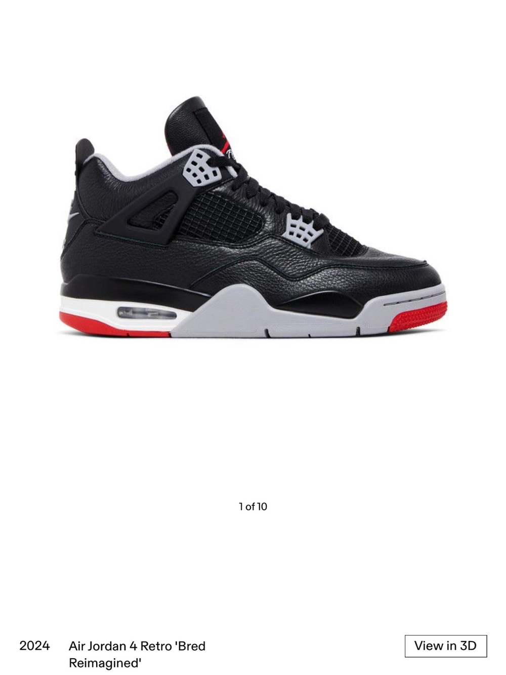 Air Jordan 4 Retro 'Bred
Reimagined'.